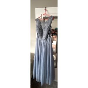 DUSTY BLUE Formal lace and tulle gown NWT